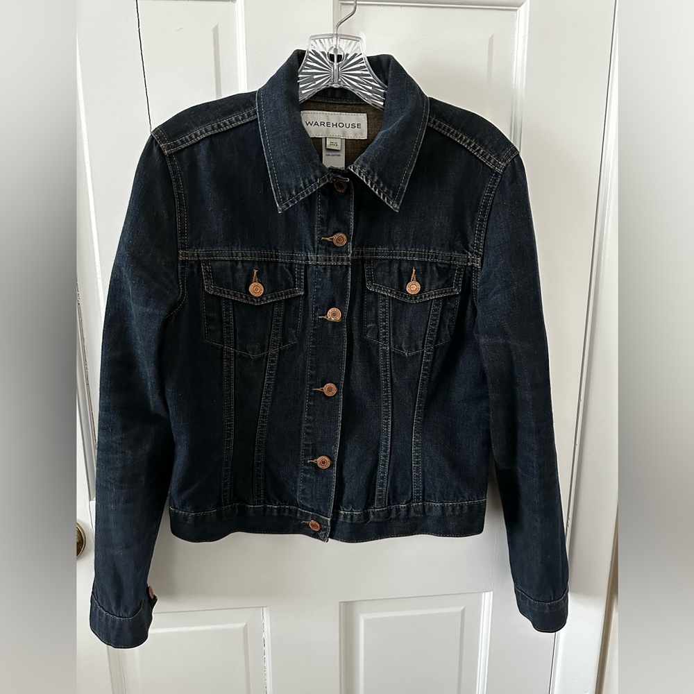 Women’s Dark denim Jean jacket size small by WAREHOUSE.
